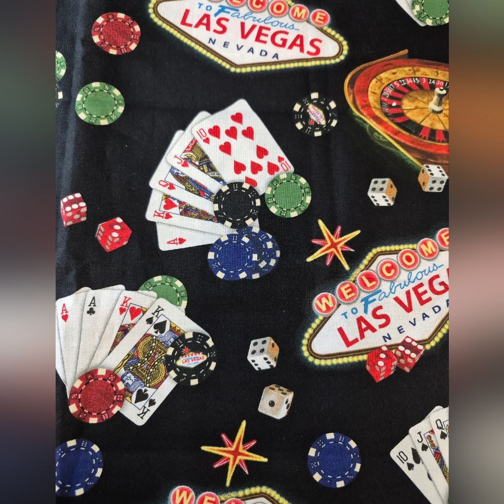 Las Vegas Casino Fabric 21x43 Cards Dice Chips